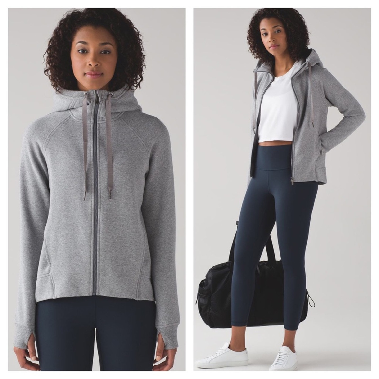 Lululemon Fleece Please Hoodie Jacket Heathered Speckled Medium Grey Size 6